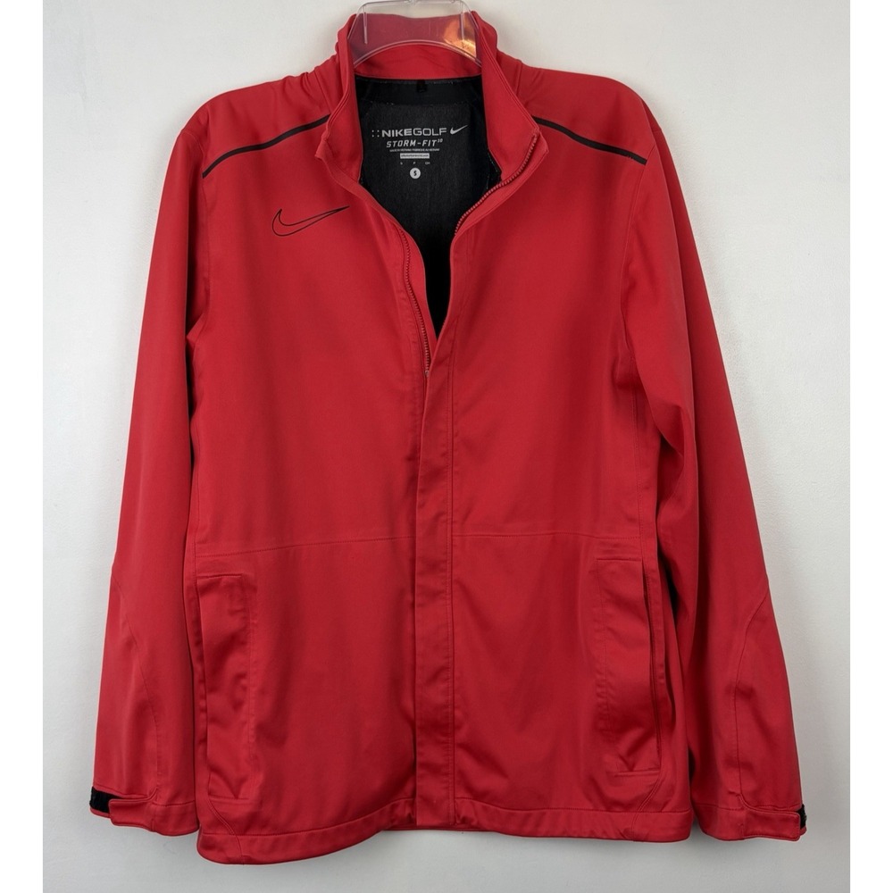Nike Golf Storm FIT 10 Jacket Mens Small Red Performance Lightweight Full Zip